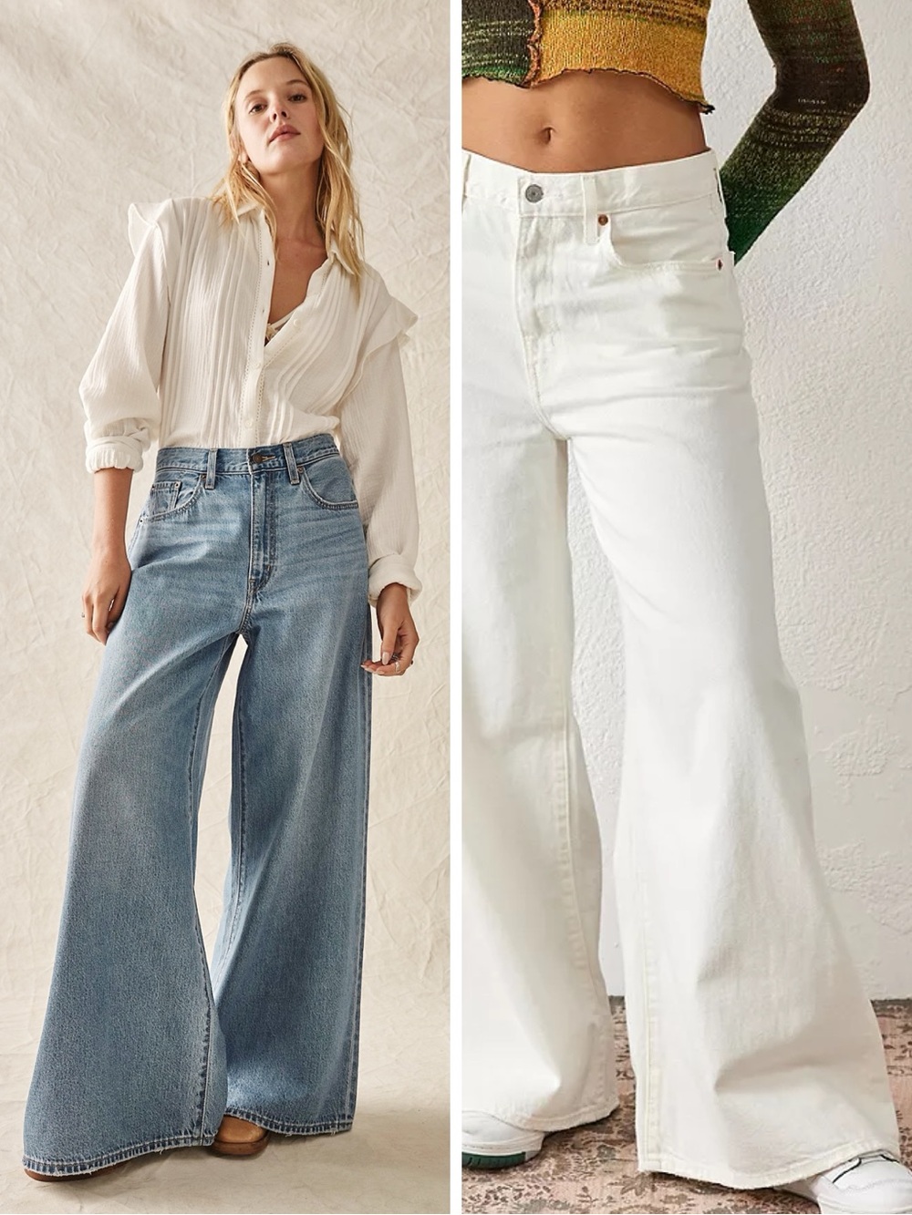 NWT Levi’s Woman Off White Denim Xl Flood Wide Flare Jeans US28 Classic Boho